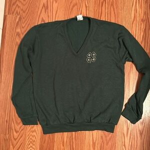 Vintage 4H V neck green sweater size large, unisex